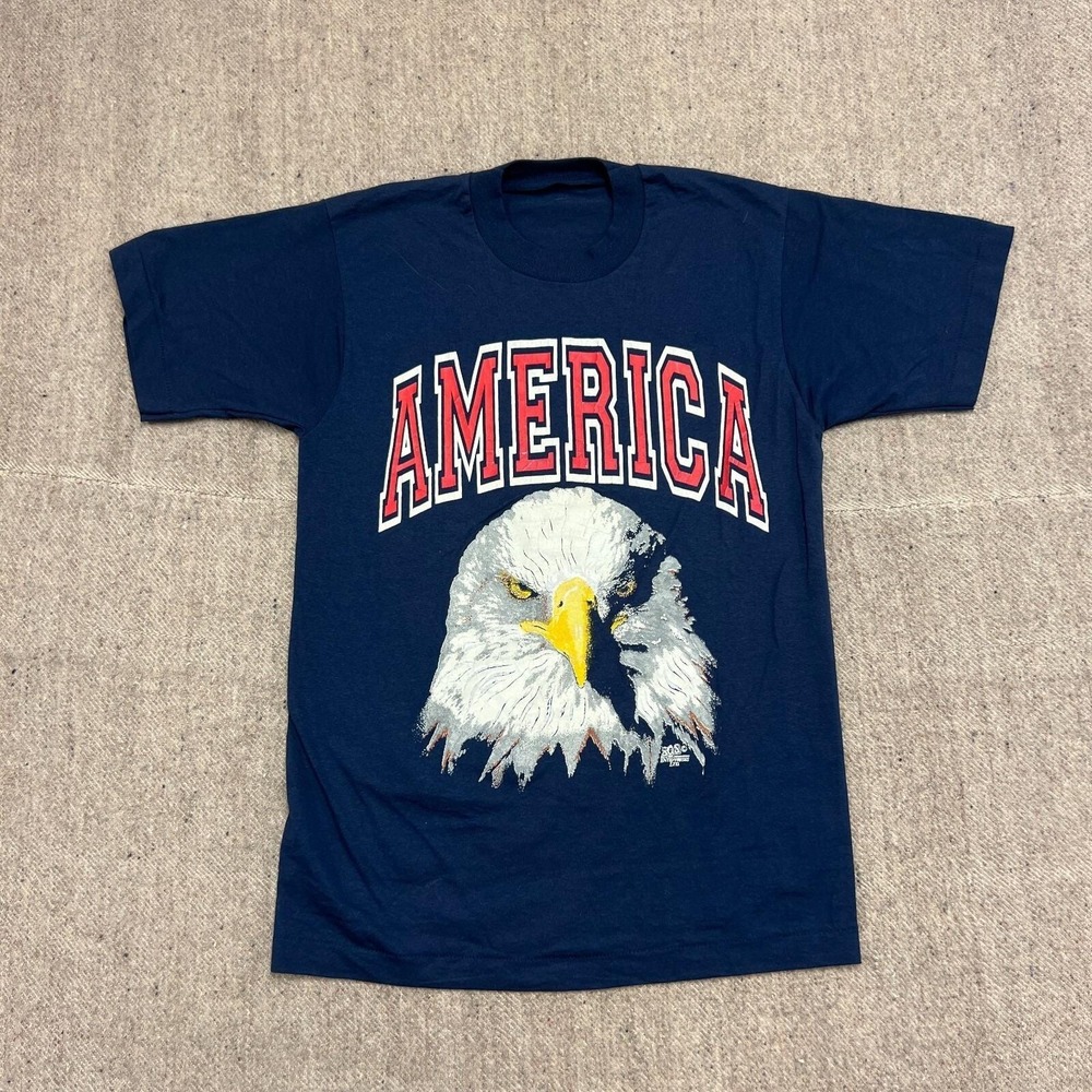 Vintage America Shirt Mens Medium Blue 1990s USA Eagle